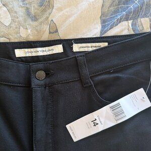 Jones New York black dress straight leg  jeans. Rayon/nylon/spandex. Size 14